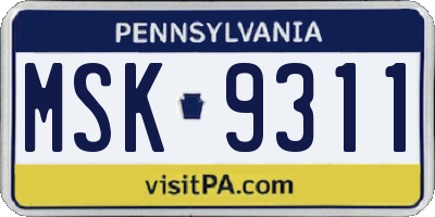 PA license plate MSK9311