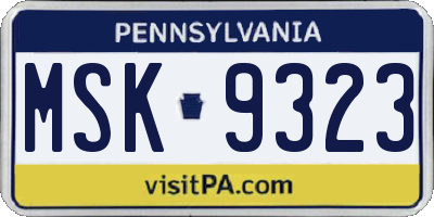 PA license plate MSK9323