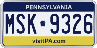PA license plate MSK9326