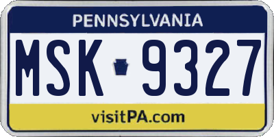 PA license plate MSK9327