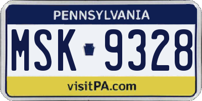 PA license plate MSK9328