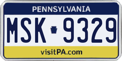 PA license plate MSK9329
