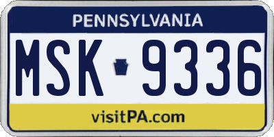 PA license plate MSK9336