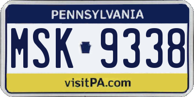 PA license plate MSK9338