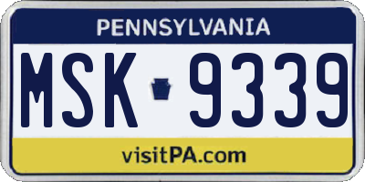PA license plate MSK9339