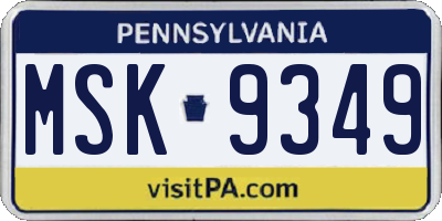 PA license plate MSK9349