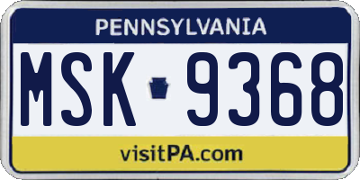 PA license plate MSK9368