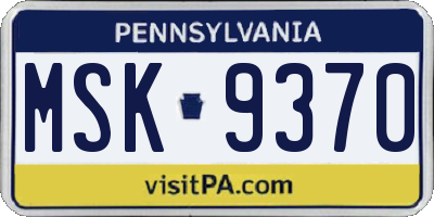 PA license plate MSK9370