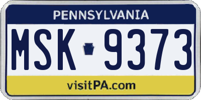 PA license plate MSK9373