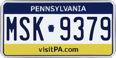 PA license plate MSK9379