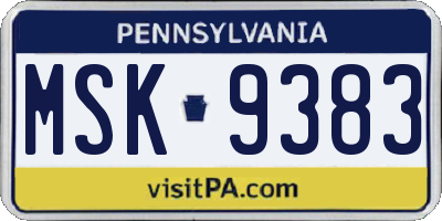 PA license plate MSK9383