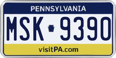 PA license plate MSK9390