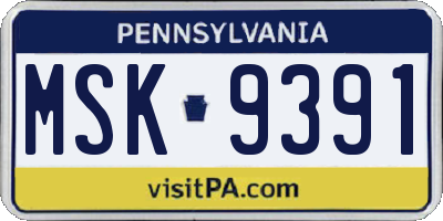 PA license plate MSK9391