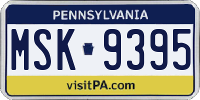PA license plate MSK9395