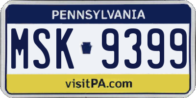 PA license plate MSK9399