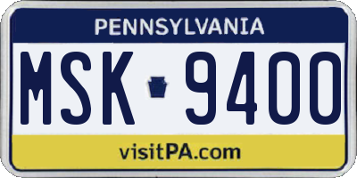 PA license plate MSK9400