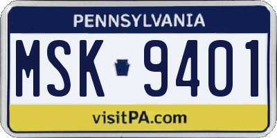 PA license plate MSK9401