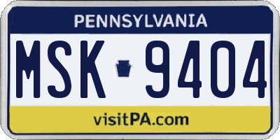 PA license plate MSK9404