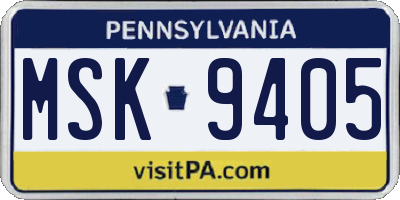 PA license plate MSK9405