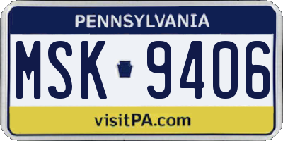 PA license plate MSK9406