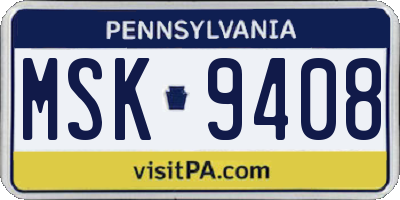 PA license plate MSK9408