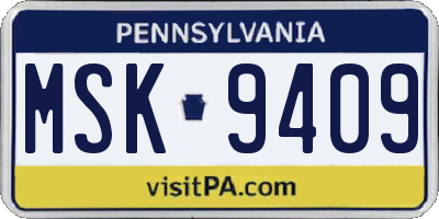 PA license plate MSK9409