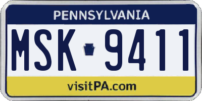 PA license plate MSK9411