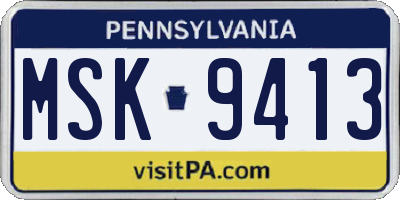 PA license plate MSK9413