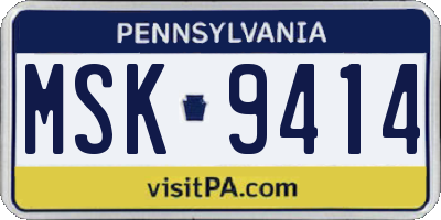 PA license plate MSK9414