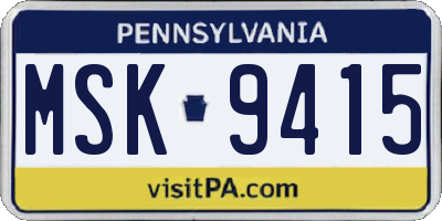 PA license plate MSK9415