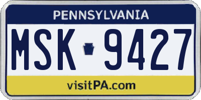 PA license plate MSK9427