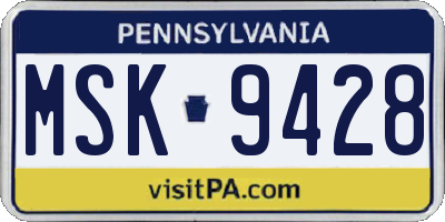 PA license plate MSK9428