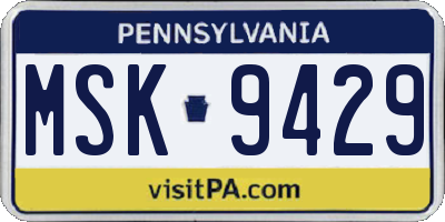 PA license plate MSK9429