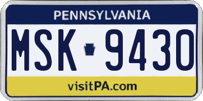 PA license plate MSK9430