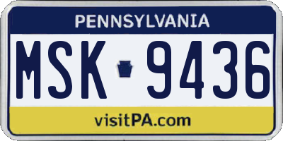 PA license plate MSK9436