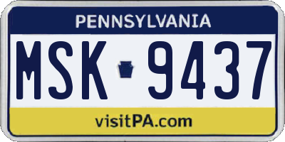 PA license plate MSK9437