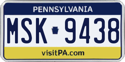 PA license plate MSK9438