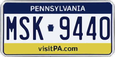 PA license plate MSK9440
