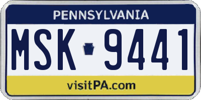 PA license plate MSK9441
