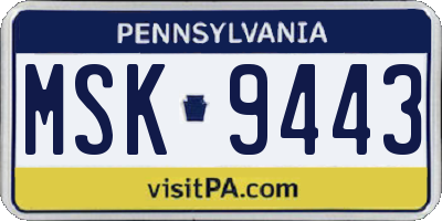 PA license plate MSK9443