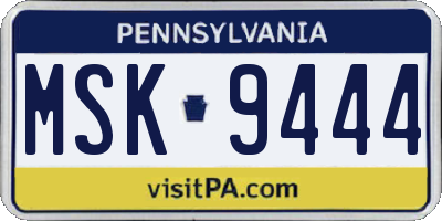 PA license plate MSK9444