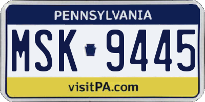 PA license plate MSK9445