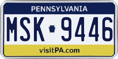 PA license plate MSK9446