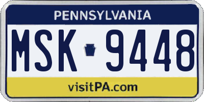 PA license plate MSK9448