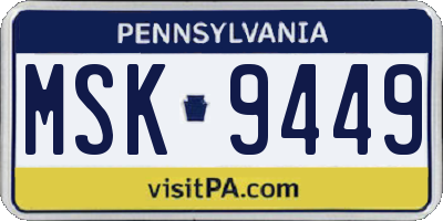PA license plate MSK9449
