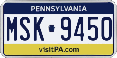 PA license plate MSK9450