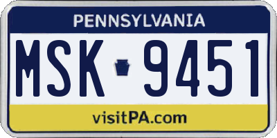 PA license plate MSK9451