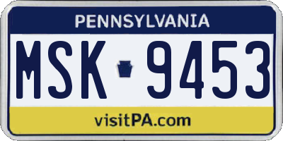 PA license plate MSK9453