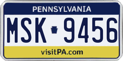 PA license plate MSK9456