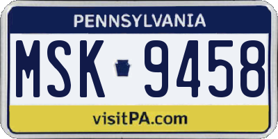 PA license plate MSK9458
